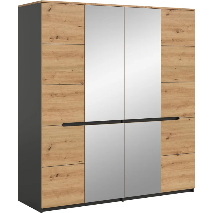 Kleiderschrank 4-türig B/H/T: 180x198x59 cm in Basalt grau Nachbildung und Artisan Nachbildung