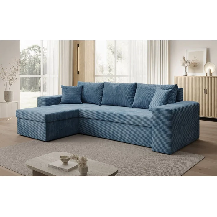 Luxusbetten24 Schlafsofa Designer Sofa Denver in Cord, mit Stauraum und Schlaffunktion – Bild 2