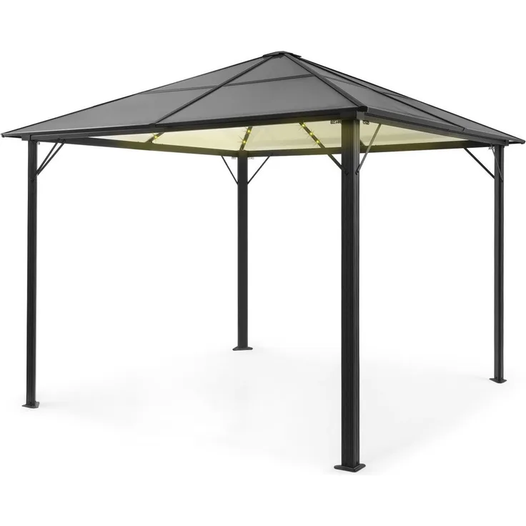 Pantheon Solid Sky Ambient Solar Pavillon mit grauem Dach 3x3 m Polycarbonat Aluminium Anthrazit