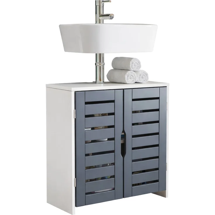 VCM Badmöbel Waschbeckenunterschrank Flonali 921300 Weiß / Anthrazit H. 60 x B. 60 x T. 29 cm – Bild 1