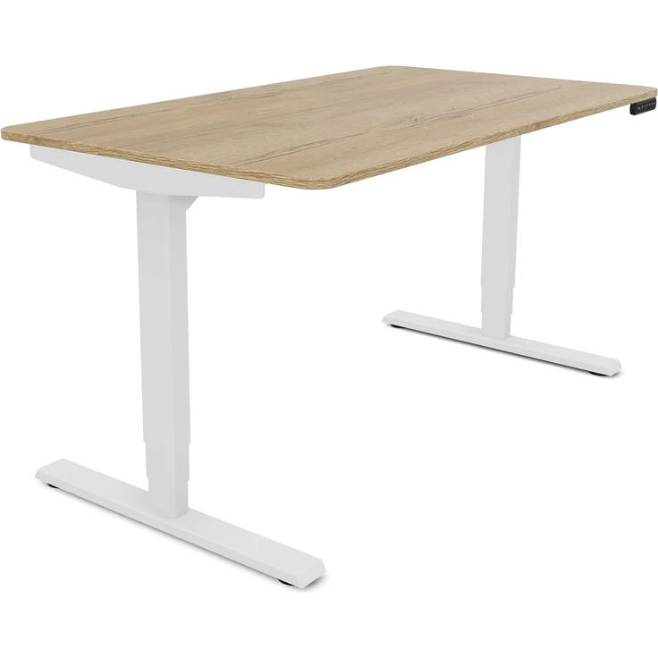 ASSMANN Elektrisch höhenverstellbarer Schreibtisch Y-Line Curved 120x70cm Eiche Natura Signalweiß Metall Holz – Bild 10