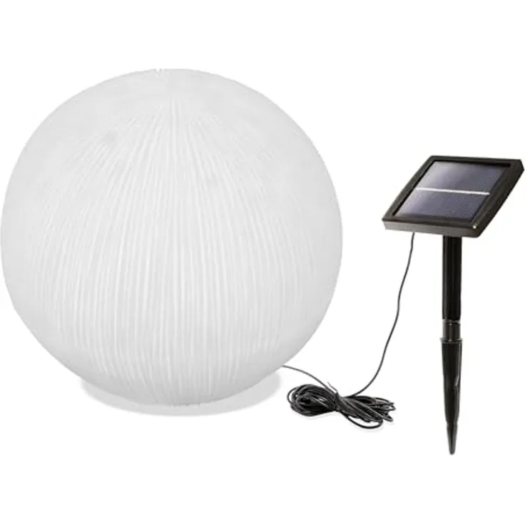 esotec LED Gartenleuchte Solarkugel White Ball D=26cm Sandsteinoptik 2700K/7500K Garten 102688, LED fest integriert