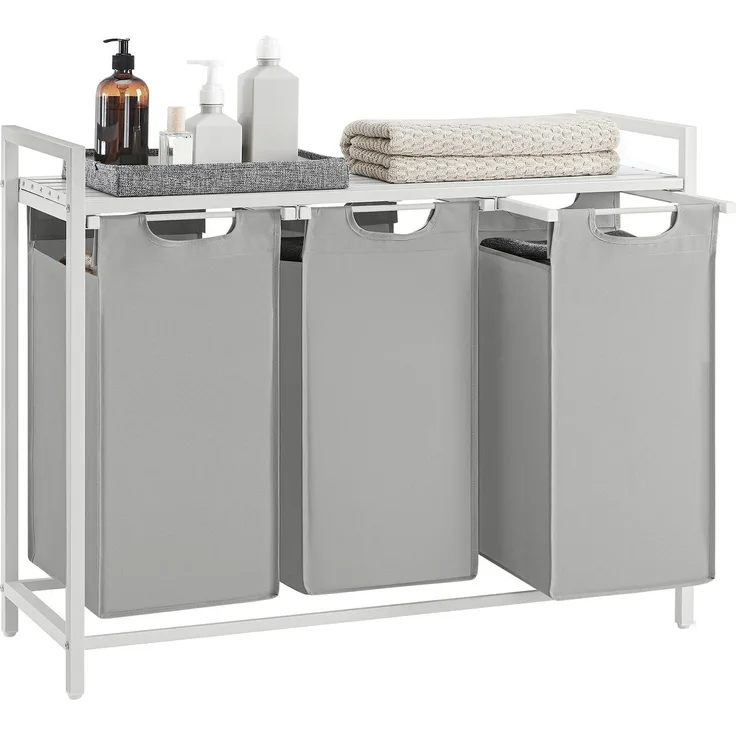 Vasagle Wäschekorb, 3 Fächer, mit Ablage, ausziehbar und abnehmbar, 3x38 L: Tests, Infos & Preisvergleich