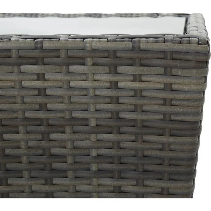 Gartentisch, Beistelltisch, Balkontisch Grau 41,5x41,5x43 cm Poly Rattan und Hartglas – Bild 5