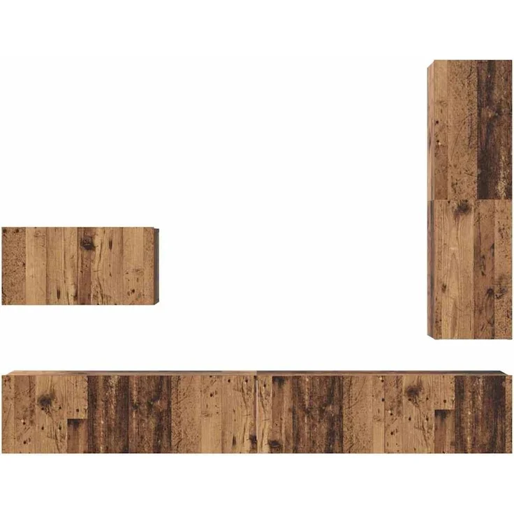 vidaXL TV-Schrankset mit Schubladen 4 pcs Altholz Holzwerkstoff 3393327 – Bild 7