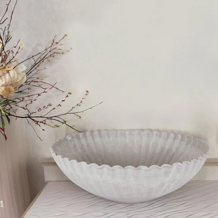 matches21 HOME & HOBBY Blumentopf Dekoschale runde Pflanzschale für draussen grau marmoriert 22 cm (1 St), Blumen-Schale als wetterfeste Friedhof-Schale Grab-Schmuck Grabschale – Bild 3
