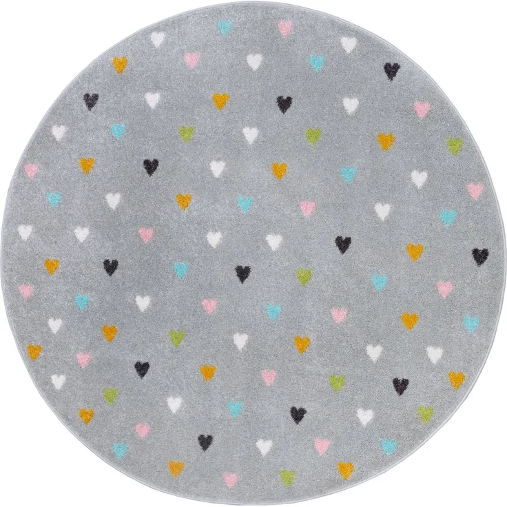 HANSE Home Kinderteppich Adventures Little Hearts, rund, Höhe: 7 mm, Spielteppich, fest, Kinderzimmer, Kurzflor, Spielunterlage