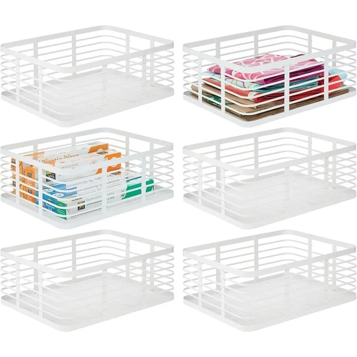 mDesign Drahtkorb Gitterbox Aufbewahrung Organizer 6er Set Metall Weiß – Bild 9