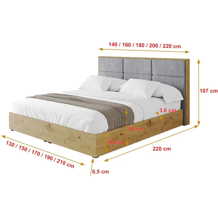 ALTDECOR Polsterbett ENZO1 (Polsterbett mit Bettkasten und Lattenrost, Boxbett mit Matratze), Doppelbett mit Stauraum, Bett mit Kopfteil – Bild 4