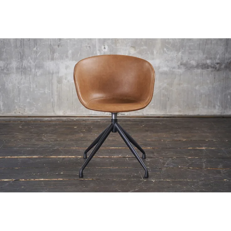 KAWOLA Stuhl DANI Esszimmerstuhl mit Drehfunktion Kunstleder cognac 81 x 54.5 x 60 cm