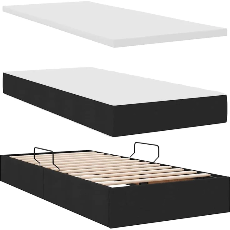 vidaXL LED-Speicherbett mit Matratze Schwarz 90 x 200 cm Stoff 3371120 – Bild 9