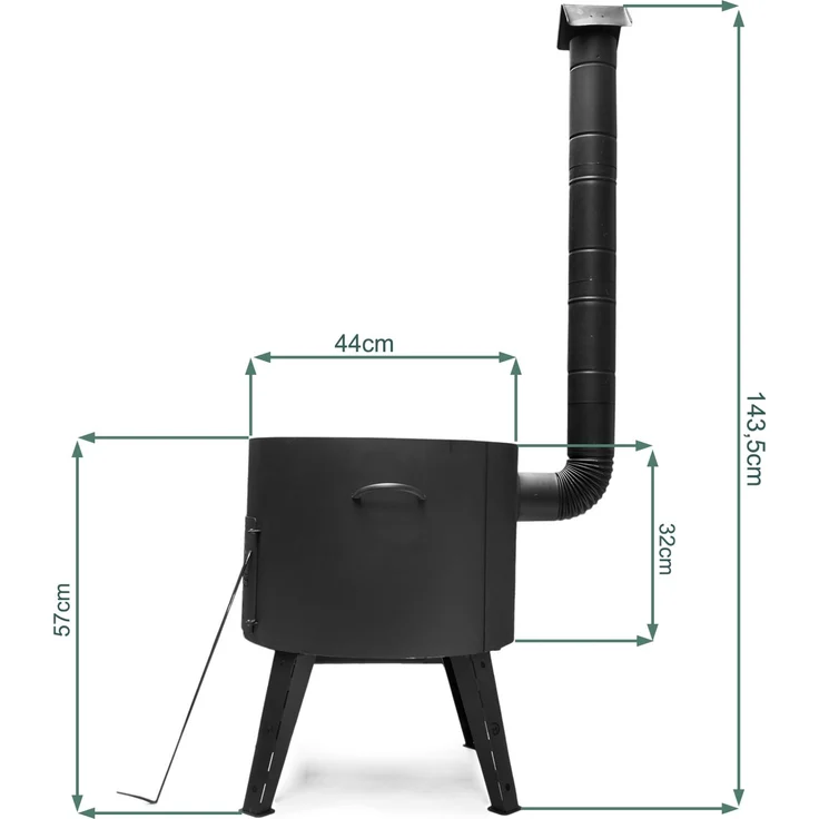 Ø44 Uchag 2mm Stahl Utschak mit Schornstein Adapter-Ringe Utschag Abzugsrohr Campingofen Feuerstelle Feldküche Außenküche Eintopfofen Gulaschkanone – Bild 2
