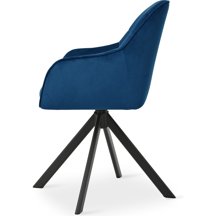 GOEURVANT 1437 Esszimmerstühle 6er-Set mit Armlehnen, 360° Drehbar, Samt - Preußischblau – Bild 4