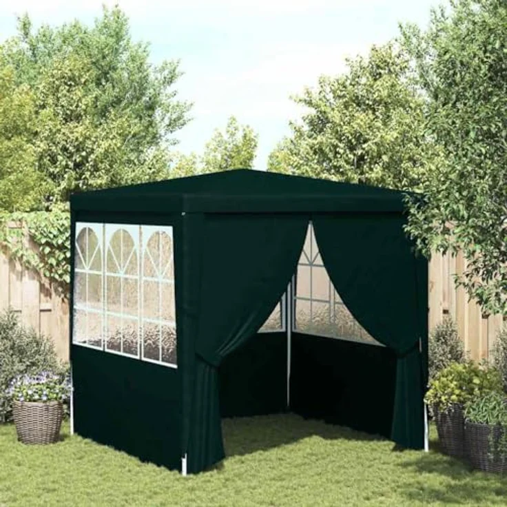 vidaXL Profi Partyzelt mit Seitenwänden UV-beständig Wasserbeständig Pavillon Festzelt Gartenpavillon Gartenzelt Garten Bierzelt 2x2 m Grün 90g/m² – Bild 3
