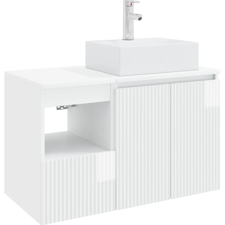 vidaXL Badezimmerschrank-Set 2 stk. Hochglanz Weiß 79,5 x 41 x 79,5 cm 3404058 – Bild 2