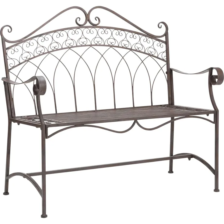 Dehner Gartenbank Antik, 2-Sitzer, 110 x 55 x 103.5 cm, Metall, Vintage Bank aus hochwertigem, robustem Eisen