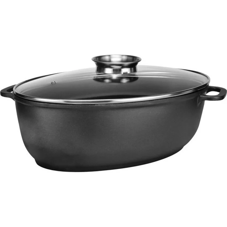 Haushalt International Bräter Aluguss Bräter Brattopf Backofen-Topf mit Glasdeckel, Aluminiumguss (2-tlg), Bräter und Deckel bis 250°C backofenfest – Bild 4
