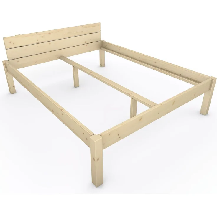 Pfostenbett "metallarm" Fichte Holzbett "Daybett" 160 x 200cm 48cm Doppelbett – Bild 1