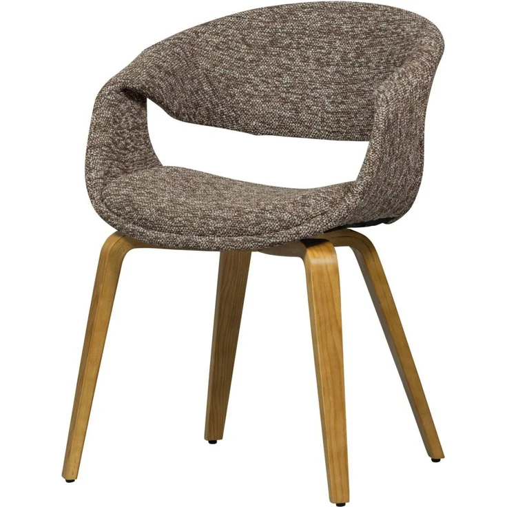 Esszimmerstuhl Yossi aus Webstoff, modernes Design, Holzgestell natur, gepolstert in Braun – Bild 1