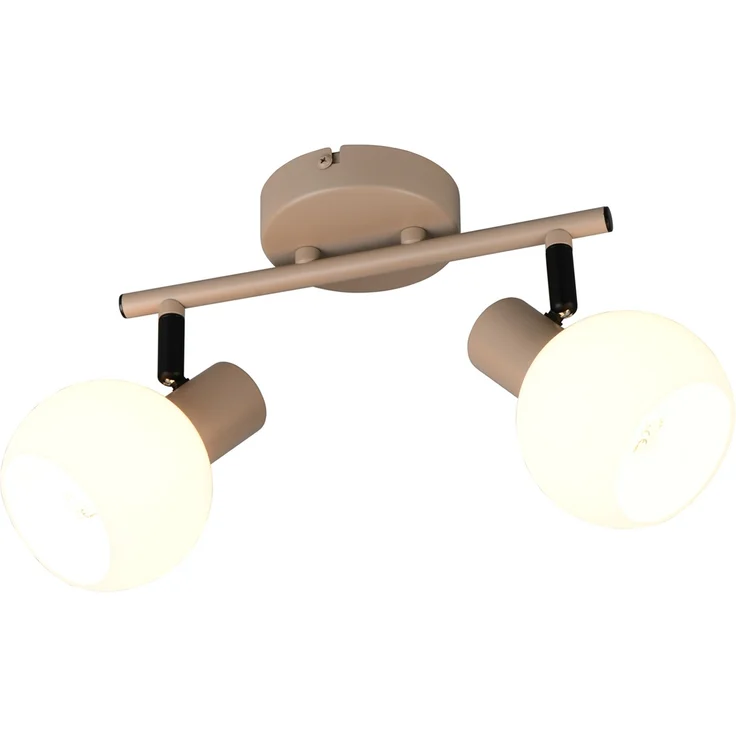 LED Deckenstrahler 2-flammig aus Metall in Beige mit Glasschirmen, Breite 25cm – Bild 2