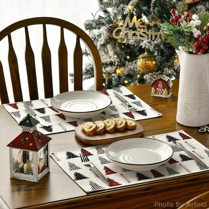 ABC Weihnachts-Platzset mit Weihnachtsbaum-Motiv, 8-teilig, 30 x 45 cm – Bild 4