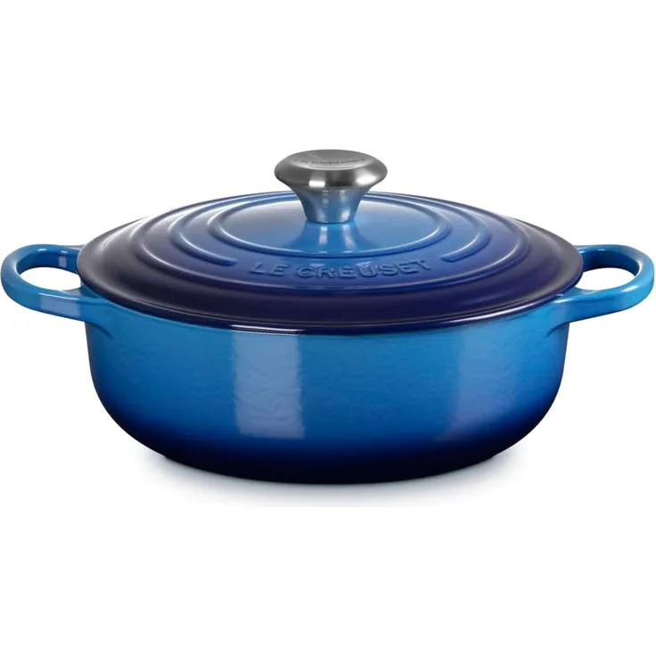 Le Creuset Signature Gusseisen Azurblau Sauteuse 24 cm