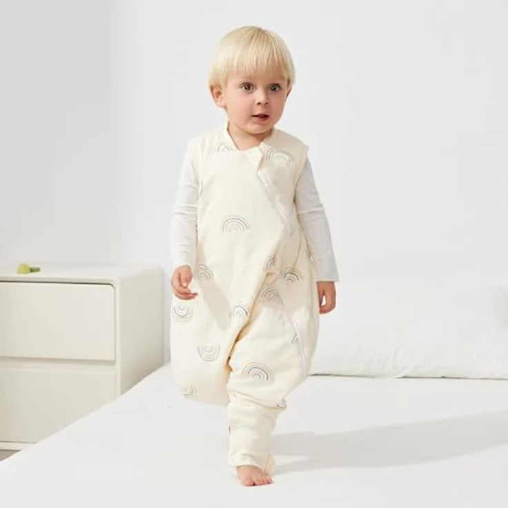 Duomiaomiao Baby Schlafsack, 1x Ganzjahresschlafsack, 1.5tog Kleiner Regenbogen, 85cm / Baby Körpergröße 90-100cm, Baumwolle – Bild 3