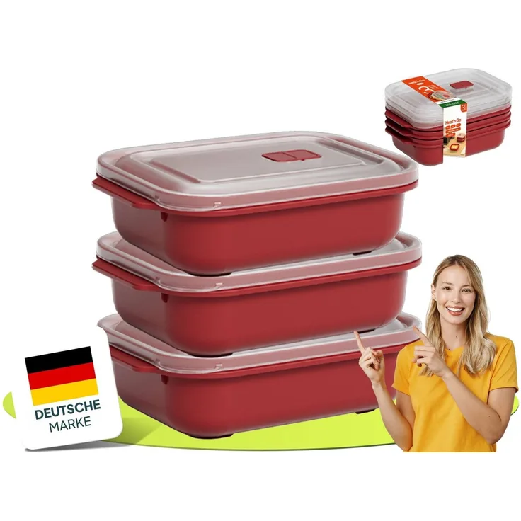 uandu home Frischhaltedose Frischhaltedosen mit Deckel, Mikrowellen Geschirr, BPA Frei Plastikbox, (Set, 3er Set), Vorratsdosen Luftdicht Set, Meal Prep Boxen