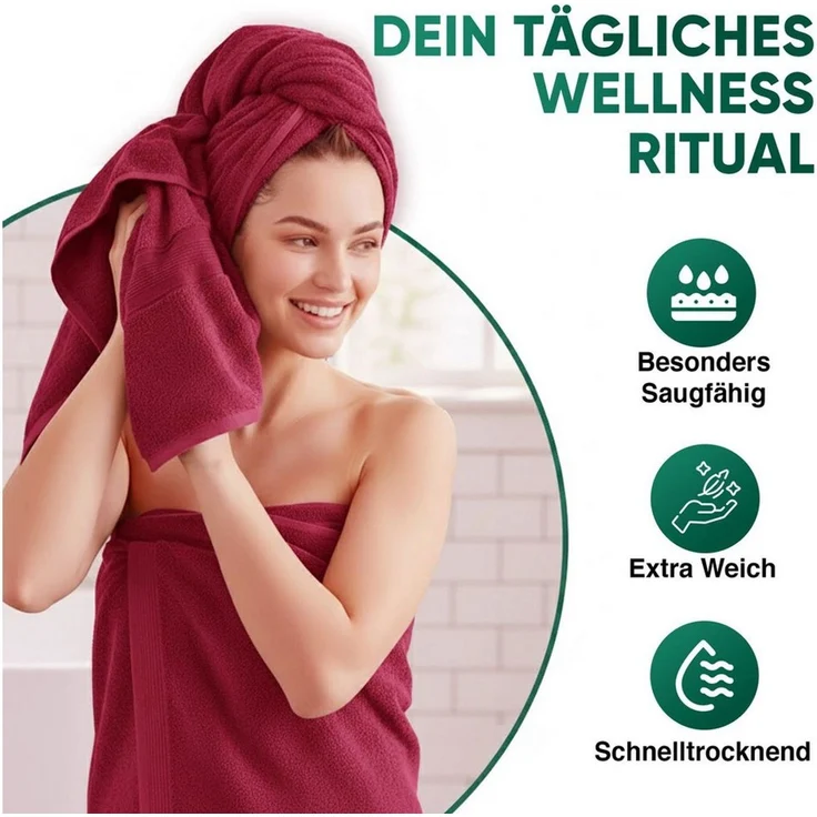 leevitex® Duschtücher 2er-Set, 70x140 cm, 100% Baumwolle, saugstark und fusselfrei, Frottee (Set, 2-St), OEKO-TEX® STANDARD 100 zertifiziert, gestreifte Bordüre – Bild 2