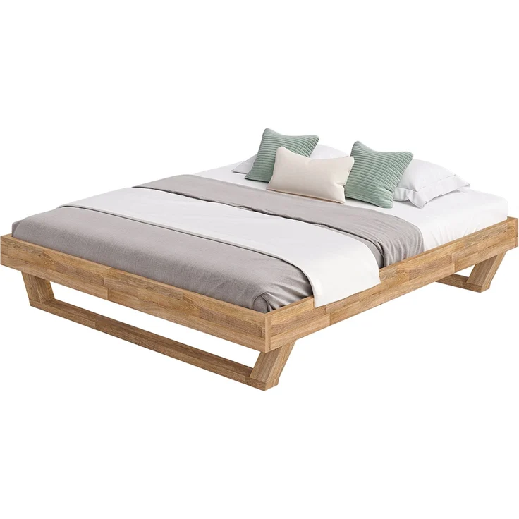 skølm 'Nornir' Bett 180x200 cm, Bettgestell, natur geölt, Massivholzbett aus Eiche mit Holzkufen, Doppelbett ohne Bettkopf – Bild 9