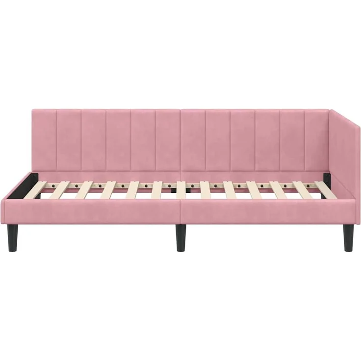 vidaXL Eckbettgestell mit Kopfteil Rosa 100 cm x 200 cm Samt 42016361 – Bild 4