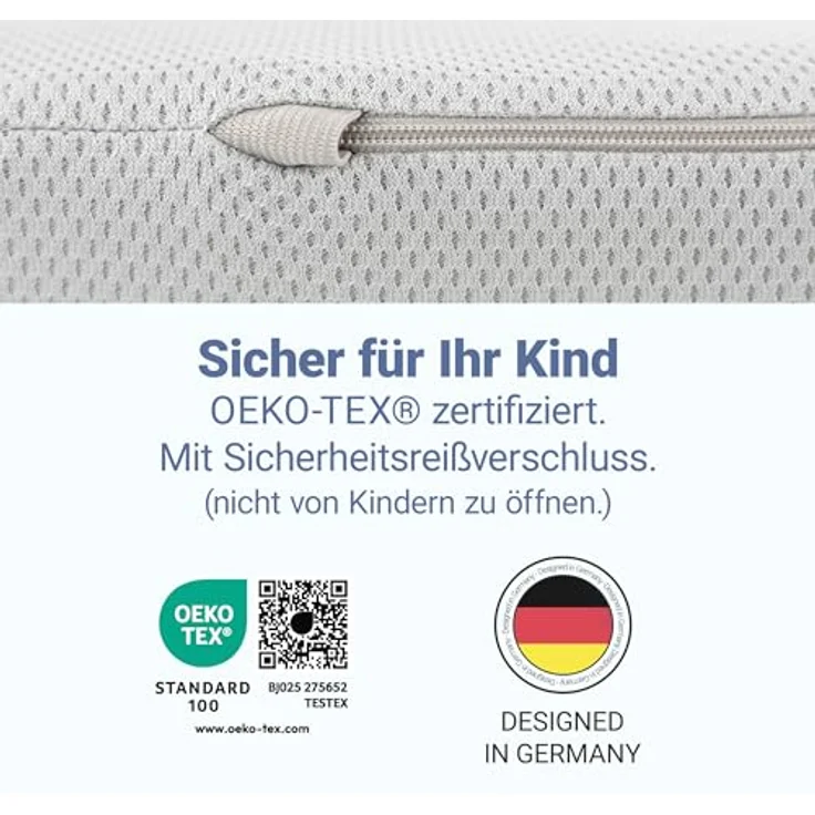 LaLoona Reisebett-Matratze Grau, 60x120 cm, atmungsaktive Faltmatratze mit 5 cm Kaltschaumkern – Bild 7