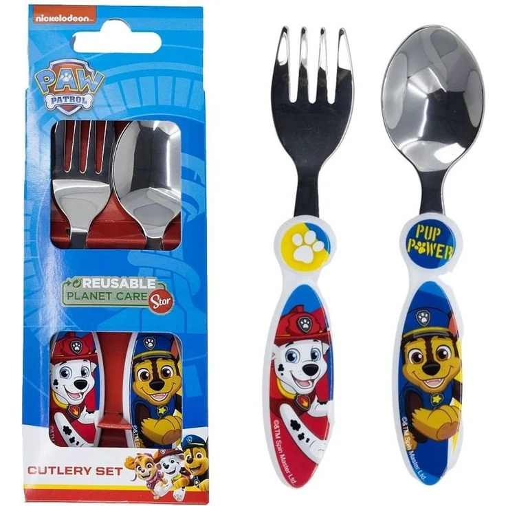 Paw Patrol Kinderbesteck Set 2-teilig – Löffel & Gabel mit Motivgriffen – Bild 1