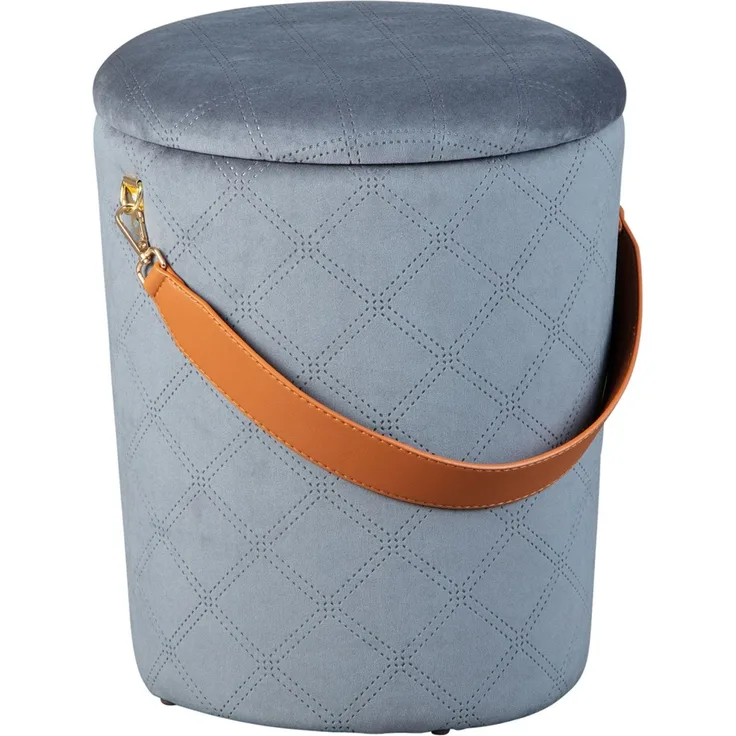 Polsterhocker NEVIS Hocker mit Samtbezug in Grau und viel Stauraum