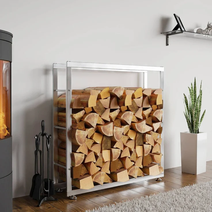 CLP Kaminholzständer Keri V2 Edelstahl,edelstahl 25x100x100 cm – Bild 3