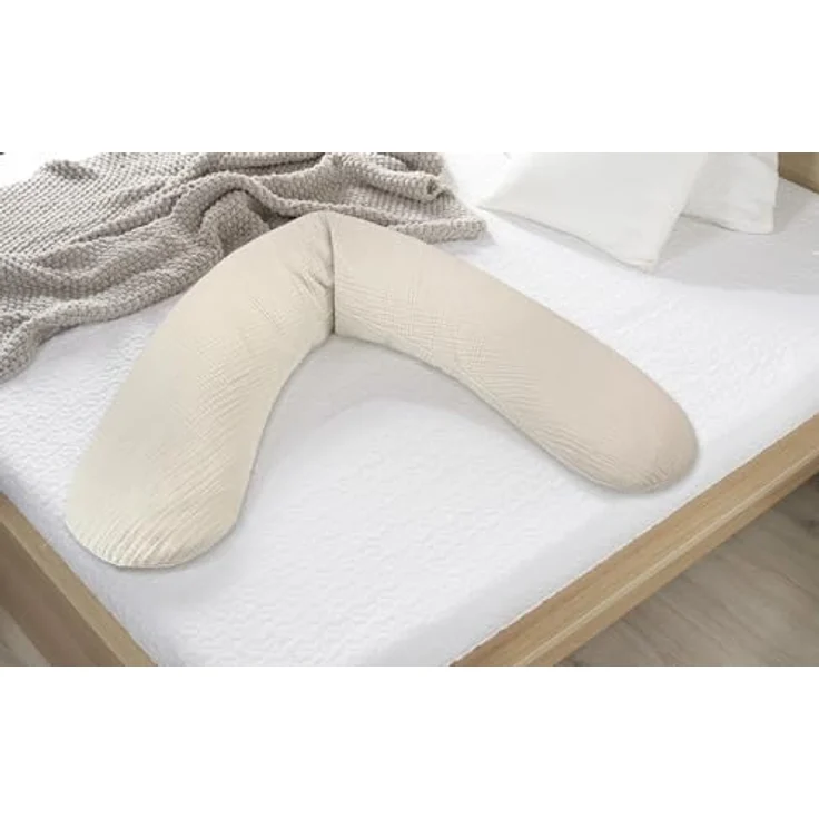Theraline Ersatzbezug für Stillkissen Das Original (190 cm), 100% Baumwolle, Oeko-Tex Standard 100, sandbeige – Bild 3