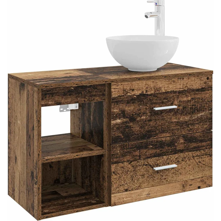 vidaXL Badezimmerschrank-Set 2 stk. Altholz 79,5 x 35 x 80 cm 3403870 – Bild 2