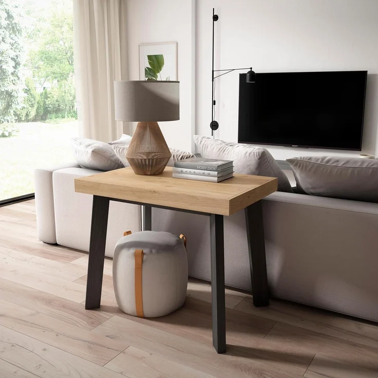 Skraut Home | Ausziehbarertisch | Multifunktionaler ausziehbarer | 160 | Für 8 Gäste | Hölzerne Beine | Moderner Stil | Eiche – Bild 4
