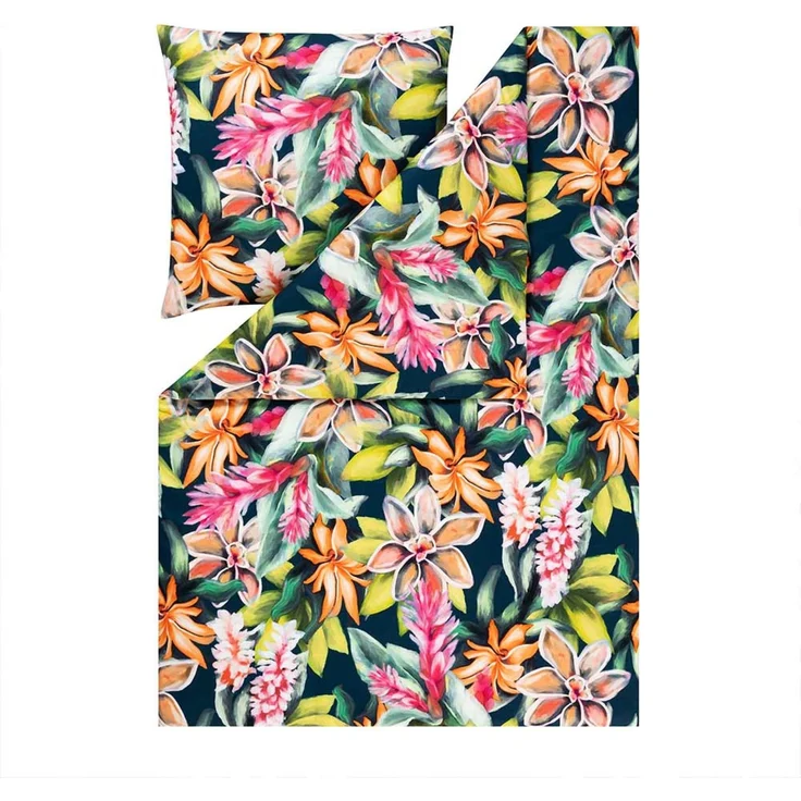Estella Mako Jersey Bettwäsche 155x220 Miriam Blüten Tropisch bunt 6551-985 – Bild 2