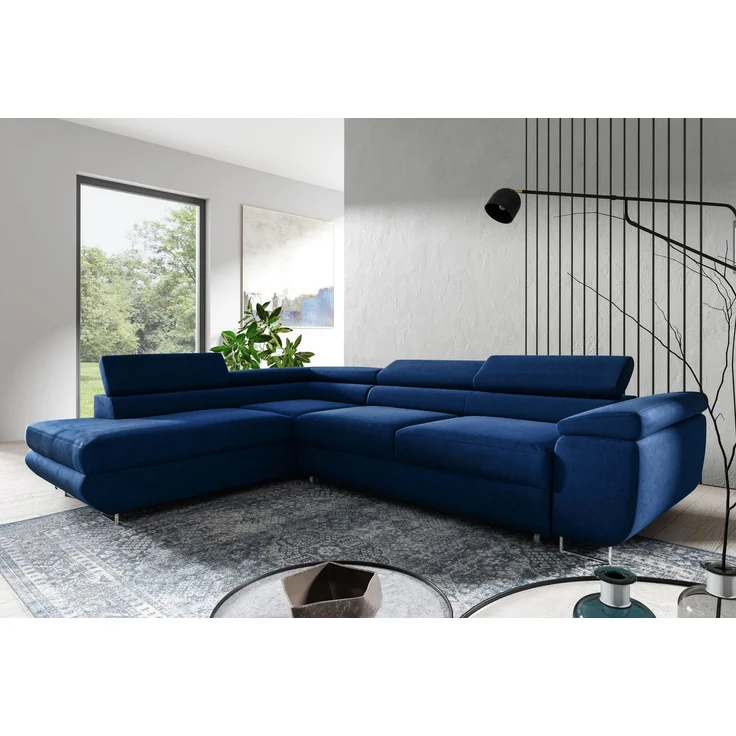 Ecksofa in L-Form AVESTA, L-förmige Eckcouch mit Schlaffunktion, ausziehbares Sofa, 1 Bettzeugbehälter, verstellbare Kopfstützen, (Monolith 77), 72x201 cm – Bild 2
