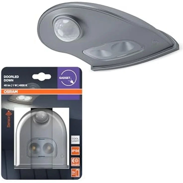 Osram LED-Außenleuchte Doorled Down mit Licht- & Bewegungssensor 10,25 cm kaltweiß silber – Bild 1