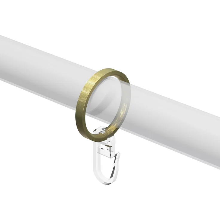 INTERDECO Gardinenring Flachringe mit Faltenhaken, für 20 mm Ø Gardinenstangen, (Packung, 12-St, Messing-Optik), Metall – Bild 2
