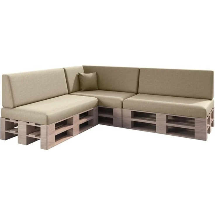sunnypillow Palettenkissen mit abnehmbarem Bezug Kaltschaum Palettenauflage Palettenpolster Palettensofa Sitzkissen Rückenlehne Indoor Outdoor 8er Set 120x80 Cremefarben – Bild 4