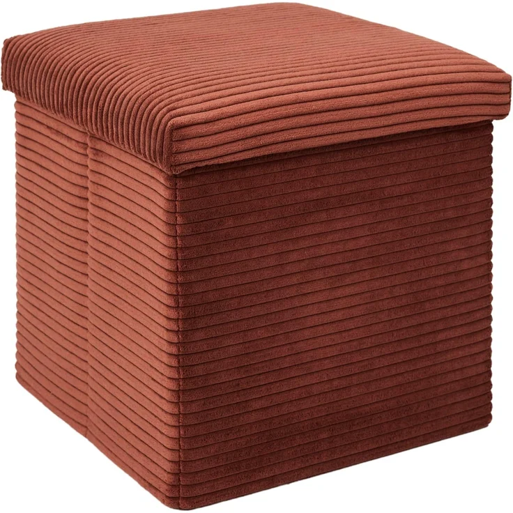HOME DECO FACTORY, HD0275, Cotele Scott Terra Faltbare Ottoman-Truhe, Weichheit, Möbel, Sitz, Faltbare Truhe und Bank, 38 x 38 x 38 cm, Sitzhöhe 38 cm, Terrakotta – Bild 4