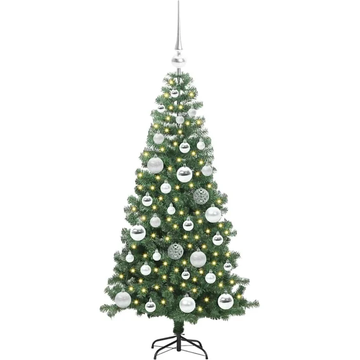 vidaXL Weihnachtsbaum mit LED-Beleuchtung Grün 120 cm PVC und Stahl 3396363 – Bild 3