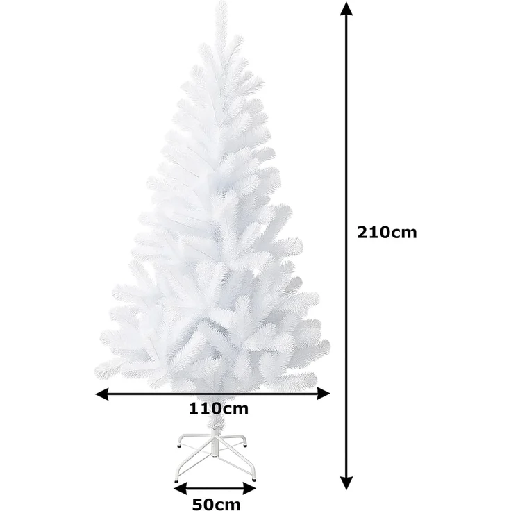 BURI Künstlicher Weihnachtsbaum 210 cm Weiß mit 630 Spitzen | dichter PVC-Tannenbaum mit stabilem Metallständer | klappbar, schwer entflammbar & wetterfest | ideal für Innen & Außen – Bild 5