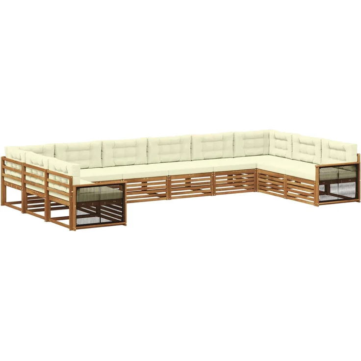 vidaXL Outdoor-Sofagarnitur 10 stk. 10-Sitzer Natur und Creme 3383893 – Bild 2
