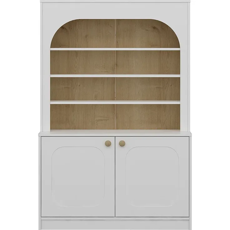 Vente-unique - ANZILA Küchenmöbel Holz, Platte BeigeWeiß - B 45 cm x H 180 cm x L 120 cm – Bild 2