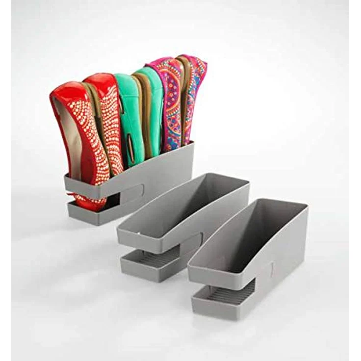 Maximex Schuhhalter für Ballerinas, 3er Set aus grauem Polypropylen, Maße 9 x 9.5 x 25.8 cm, Grau – Bild 2