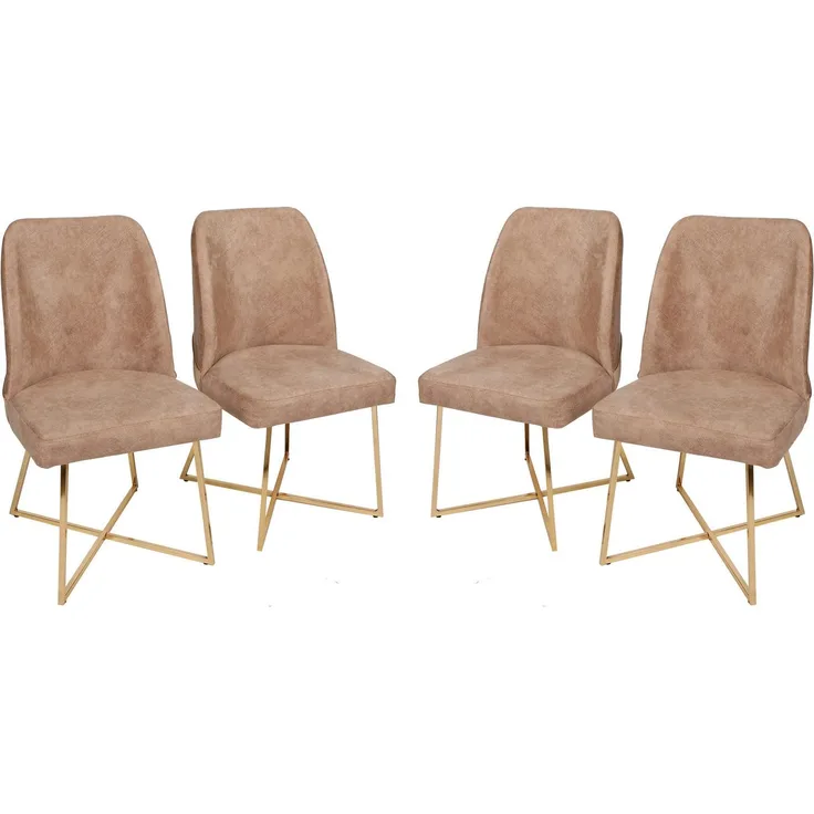 Skye Decor 'Madrid 913 V4' Stuhlset (4-teilig), Gold / Braun, 50 x 90 x 49 cm
